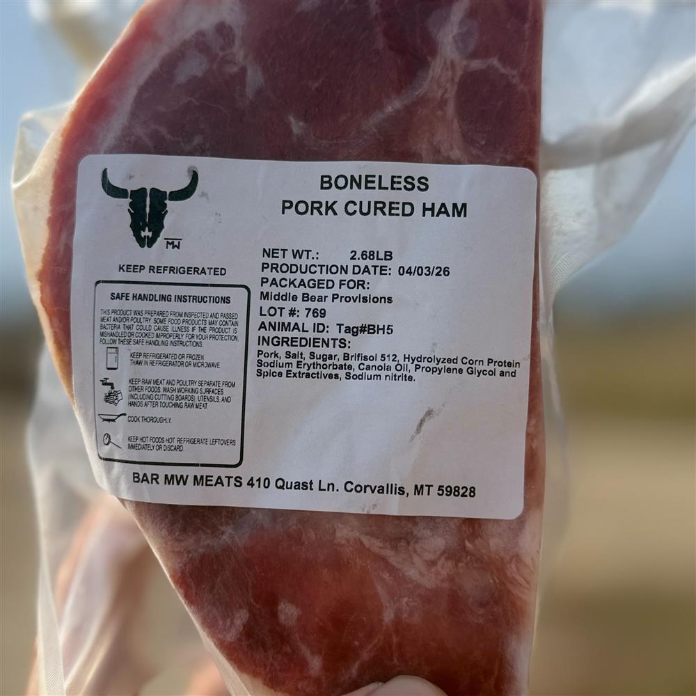 A package labeled Boneless Pork Cured Ham.