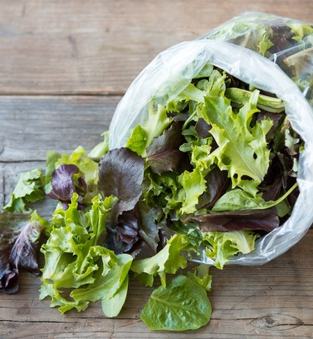 Mixed salad leaves.