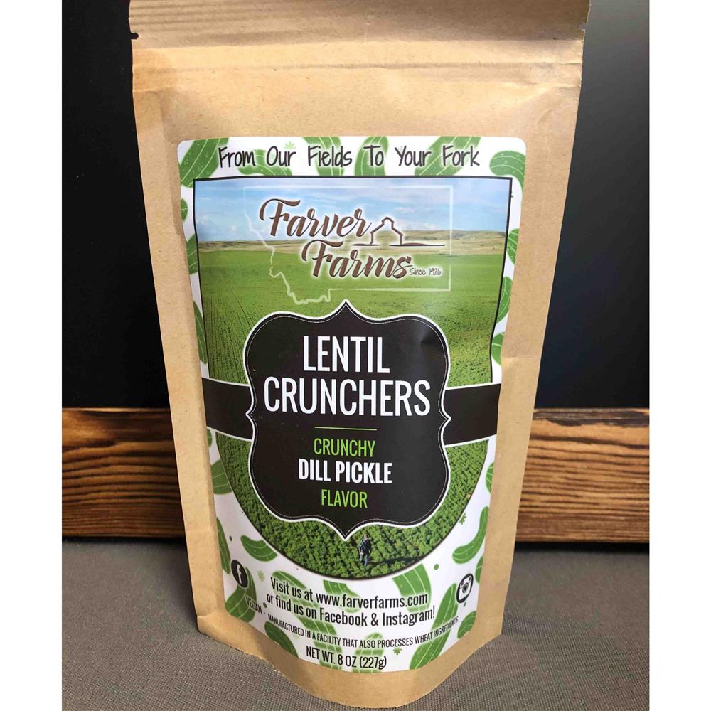 Packaged lentil Crunchers- Dill Pickle
