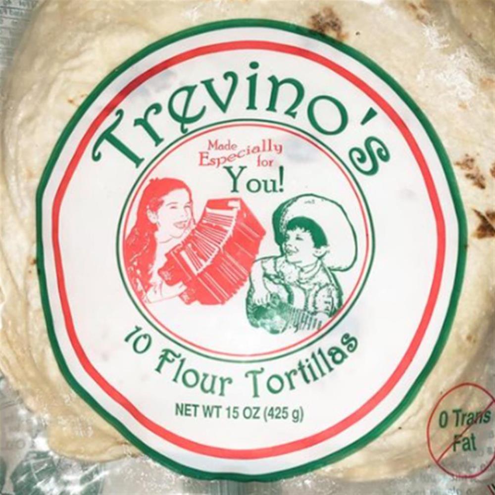 Trevino’s flour tortillas in their labeled package.
