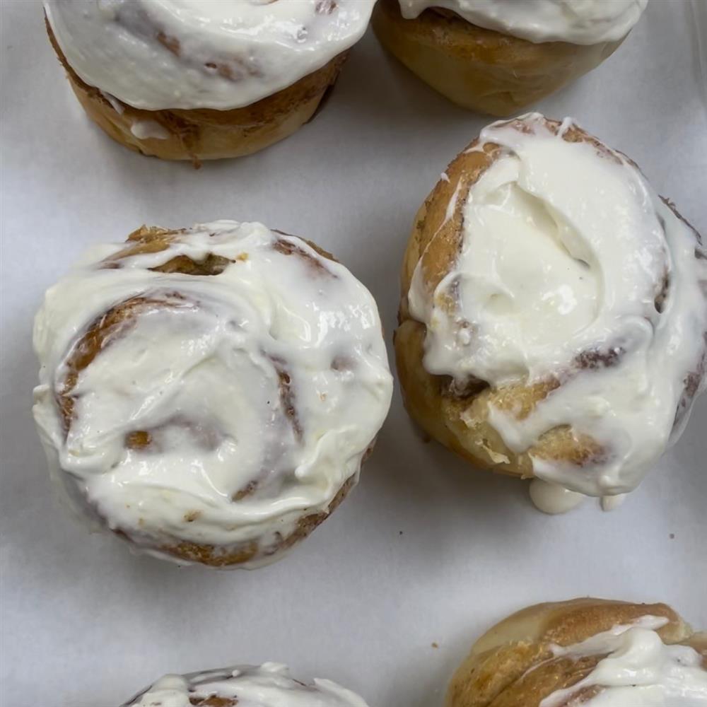 Cinnamon rolls with white icing