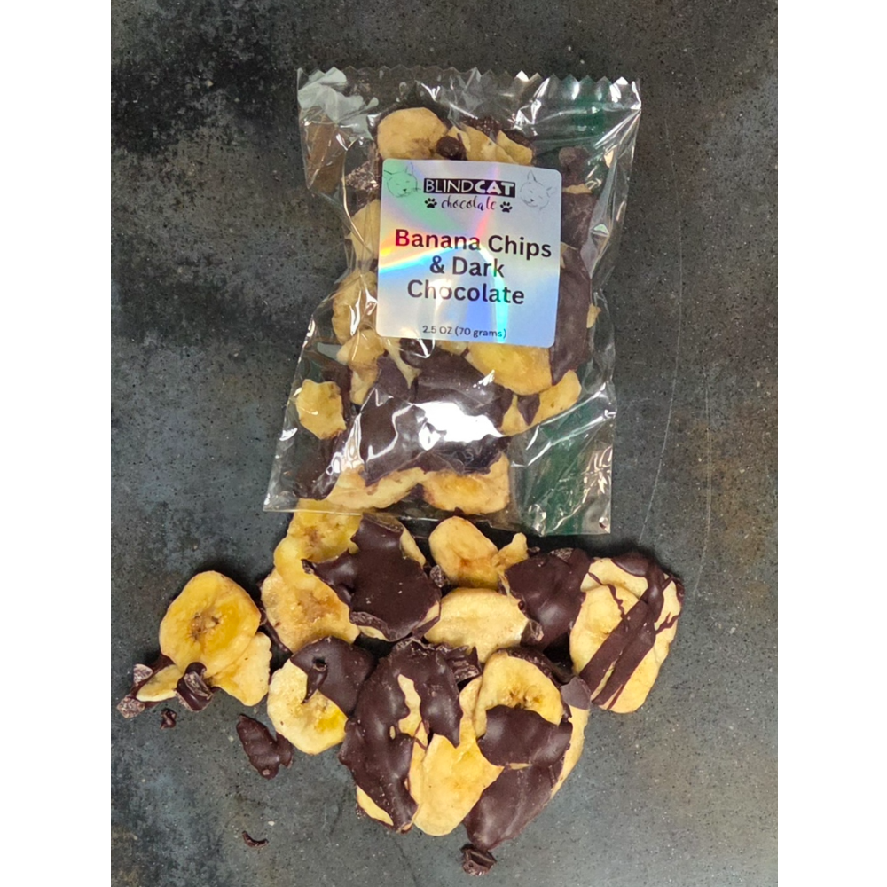 Packaged banana Chips and Dark Chocolate