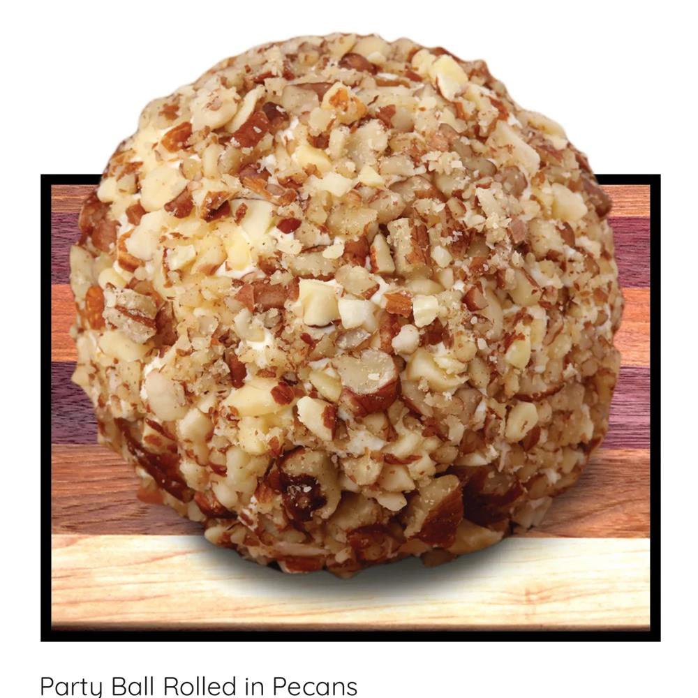 Cheeseball coated with chopped nuts