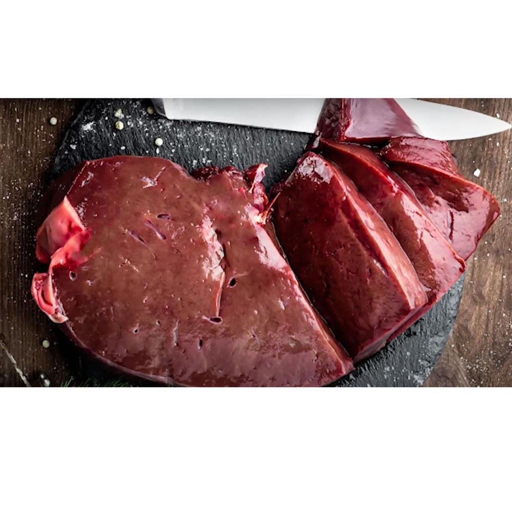 Slices of raw beef liver