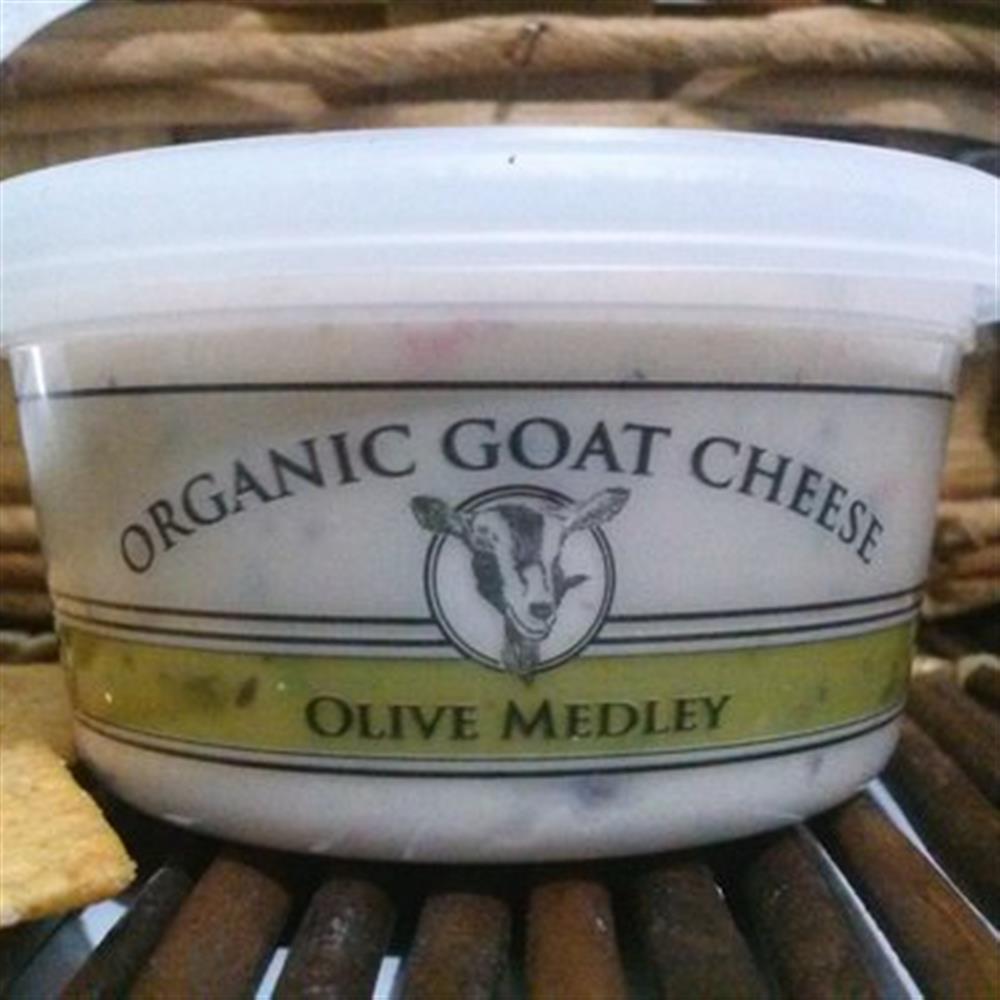 Packaged goat Cheese, Chevre - Olive Medley