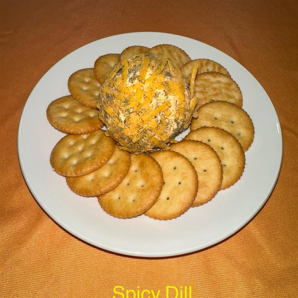 Cheeseball surrounded by crackers
