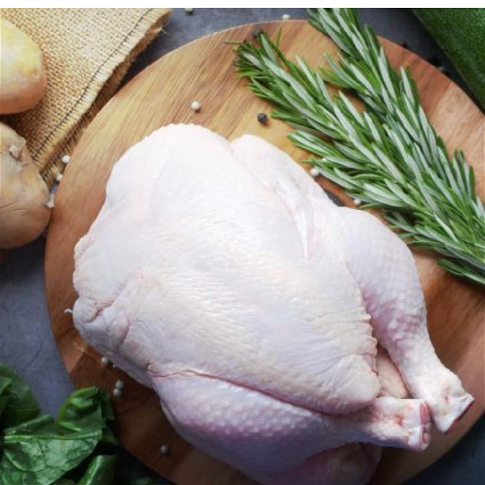 Whole raw chicken with herbs