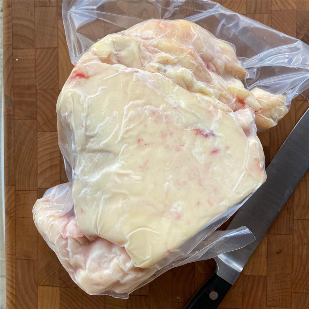 Beef suet in clear packaging
